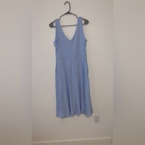 A New Day Light Blue Sleeveless V-Neck Midi Dress, Large - Casual Summer Chic